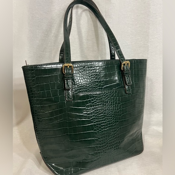 Anne Klein Top Zip Satchel Shoulder Bag Forest Green - Picture 4 of 5